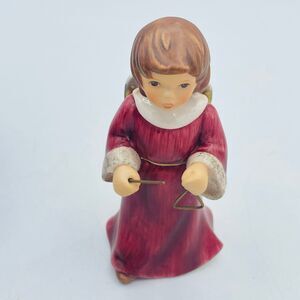 Goebel Figurine NEW NIB Weinacht Magical Christmas Angel Playing Triangle RED
